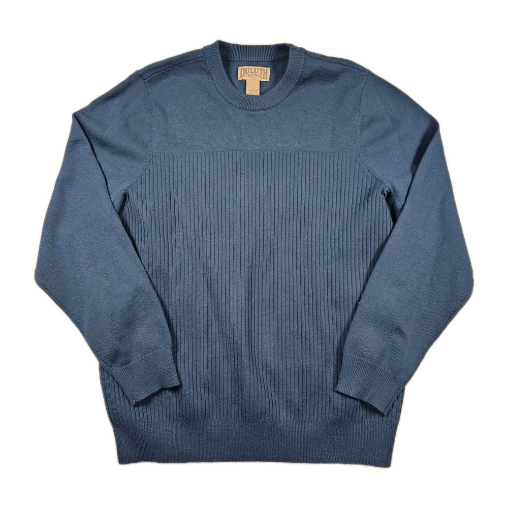 Duluth Trading Co Merino Wool Coolmax Sweater Mens Large Blue Crewneck